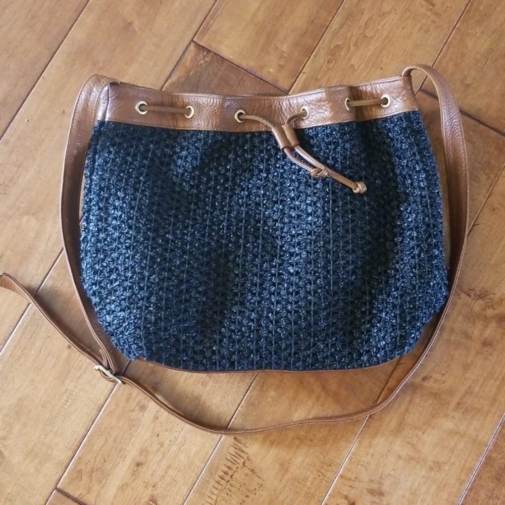 Cee Klein Leather Black Woven Shoulder Bag